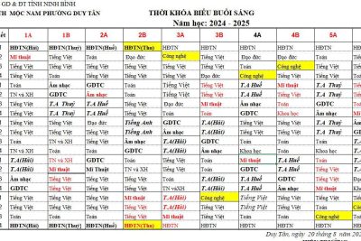 THỜI KHOÁ BIỂU NĂM HỌC 2025-2026